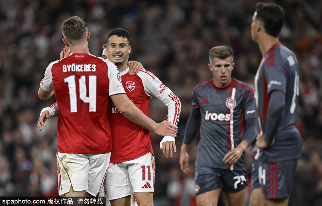 欧冠-马丁内利破(pò)門(mén)萨卡建功 加布里埃(āi)尔伤退阿森纳2-0迎2连胜
