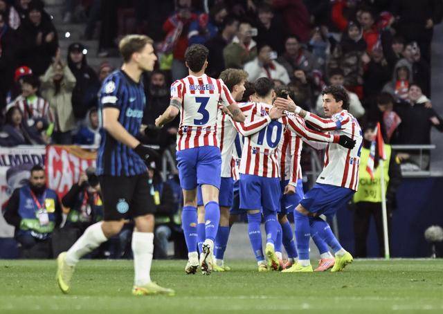 足球｜欧冠(guān)：馬(mǎ)德(dé)里竞技胜国際(jì)米蘭(lán)